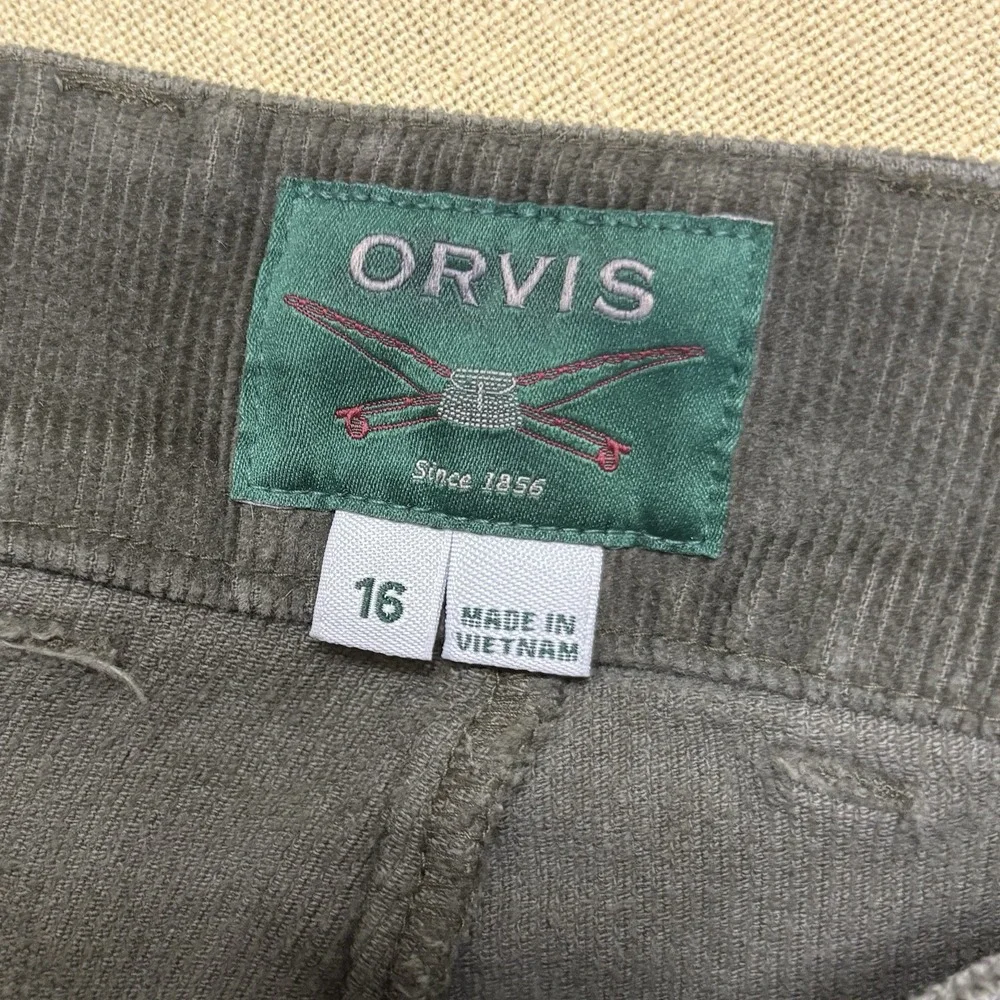 Orvis Corduroy Ultra Wide Leg High Waisted Pants Women's 16 Tarragon Green